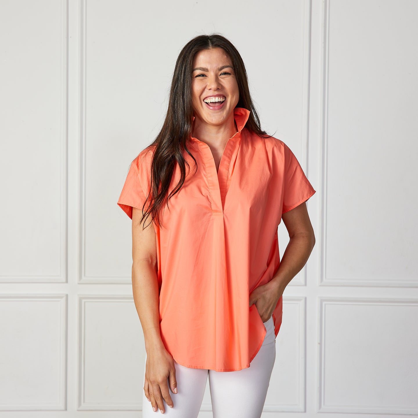 Caryn Lawn Kelly Top Tangerine