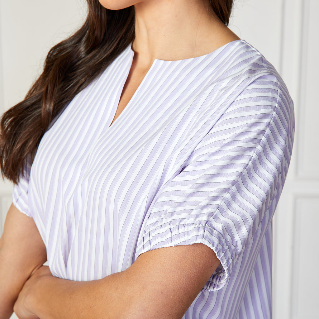 Caryn Lawn Betsy Ribbon Stripe Top Lavender