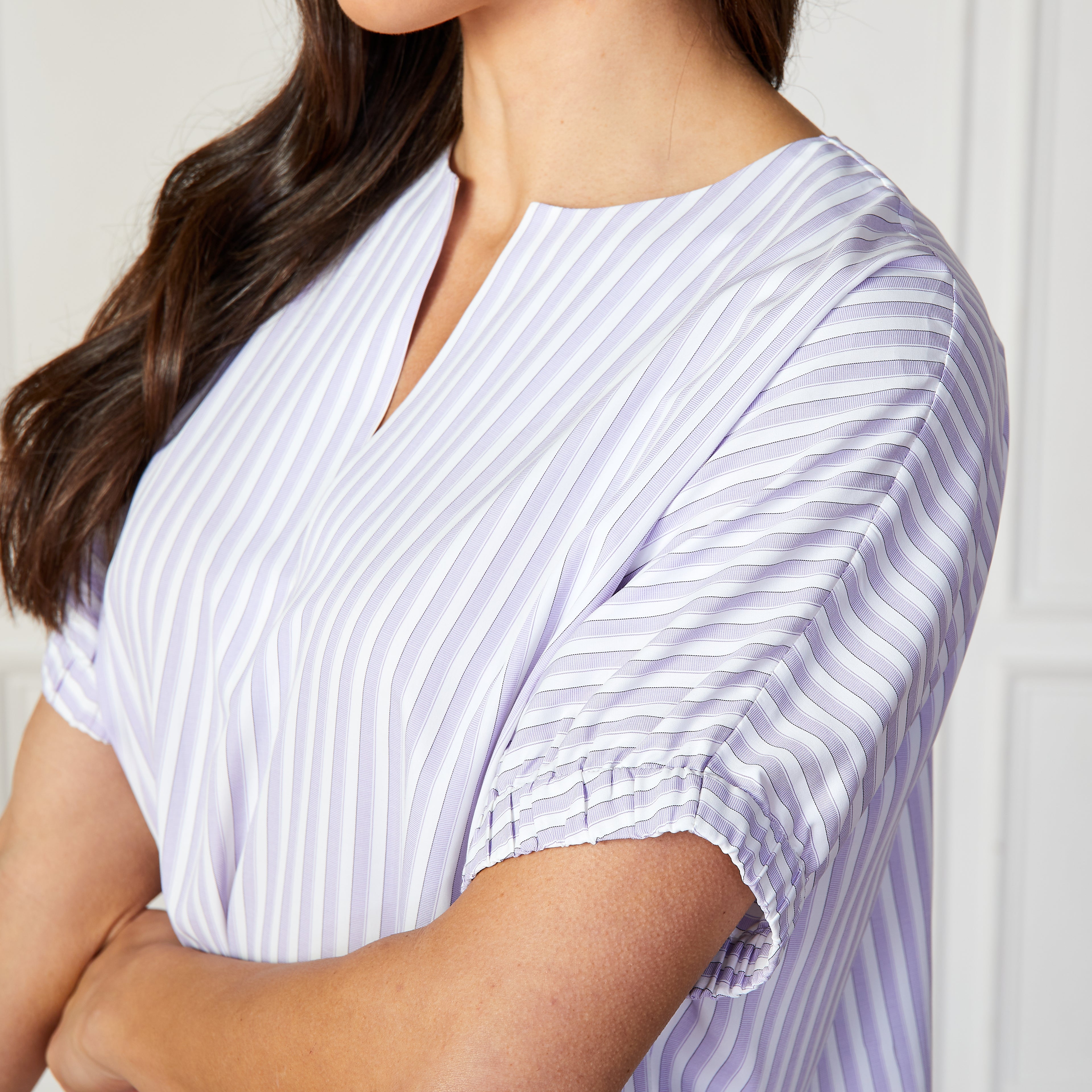 Caryn Lawn Betsy Ribbon Stripe Top Lavender