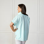 Caryn Lawn Betsy Collared Chambray Top Mint