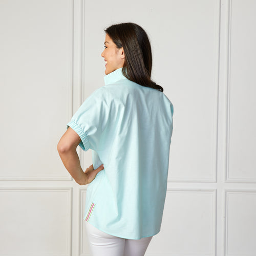 Caryn Lawn Betsy Collared Chambray Top Mint