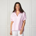 Caryn Lawn Betsy Collared Chambray Top Pink