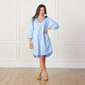 Caryn Lawn Preppy Dress Chambray Blue with Yellow Heart