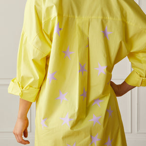 Preppy Dress Yellow Pink with Lavender Stars