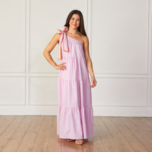 Load image into Gallery viewer, Mia One Shoulder Dress Pink Stripe