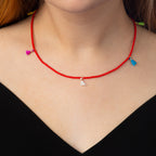 Caryn Lawn Tiny Tassel Necklace - Red