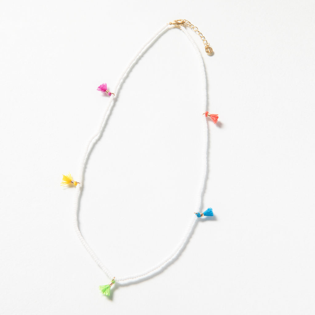 Caryn Lawn Tiny Tassel Necklace - White
