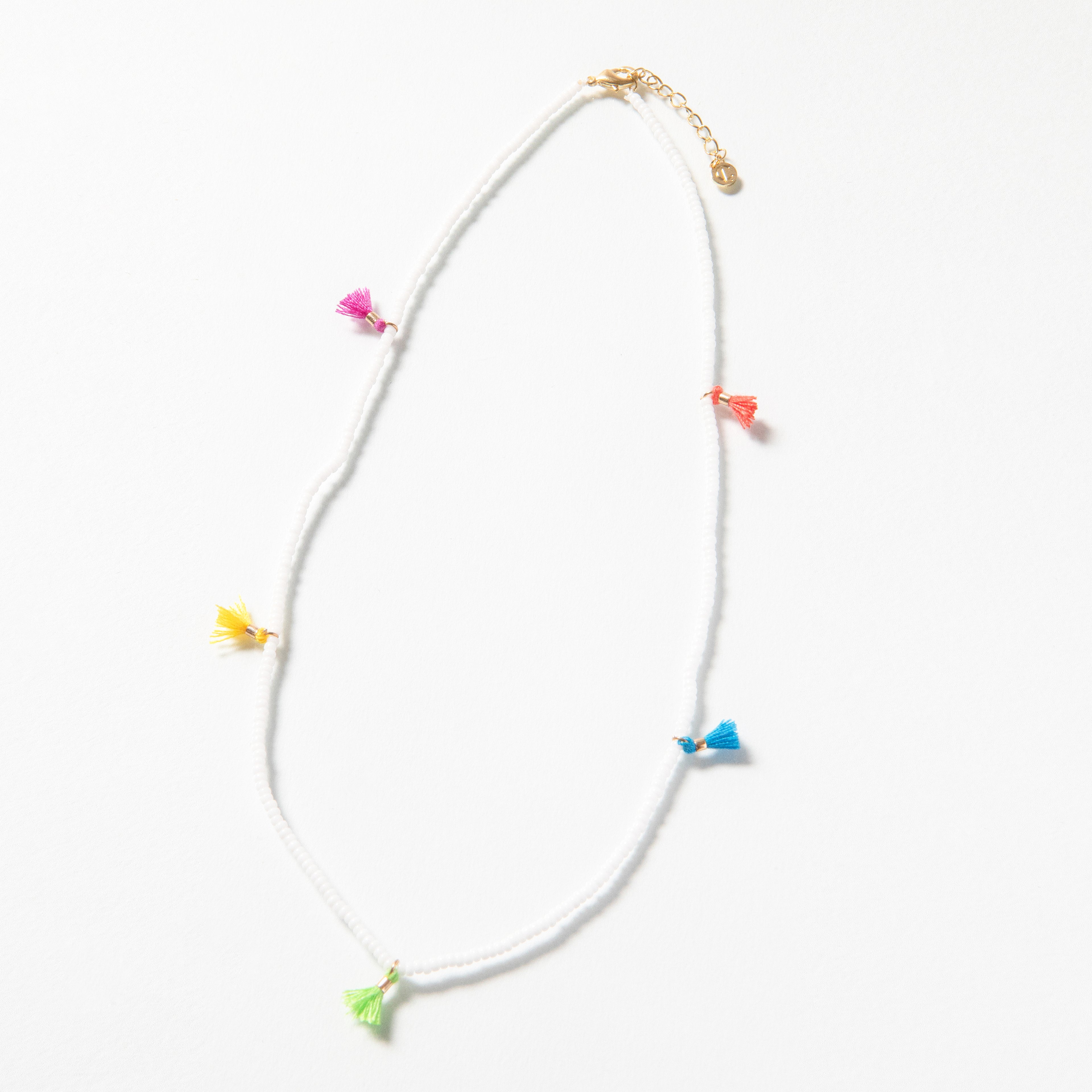 Caryn Lawn Tiny Tassel Necklace - White