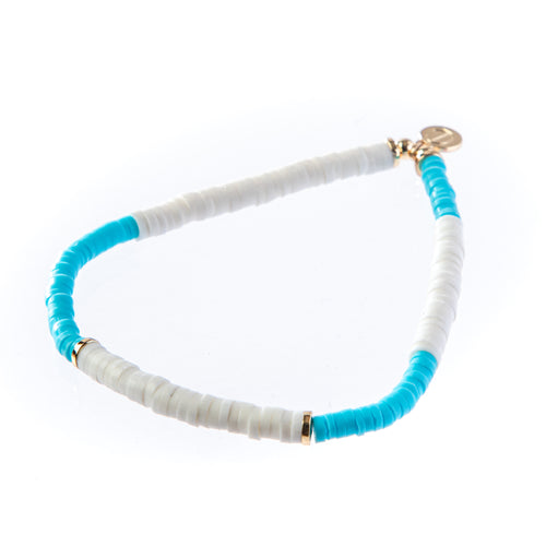 Seaside Skinny Bracelet- Turq/White