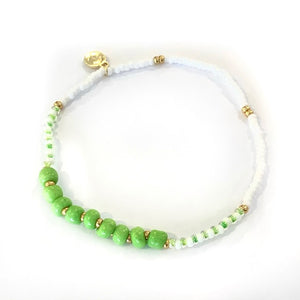 Caryn Lawn Surfside Beaded Bracelet- White/Lime