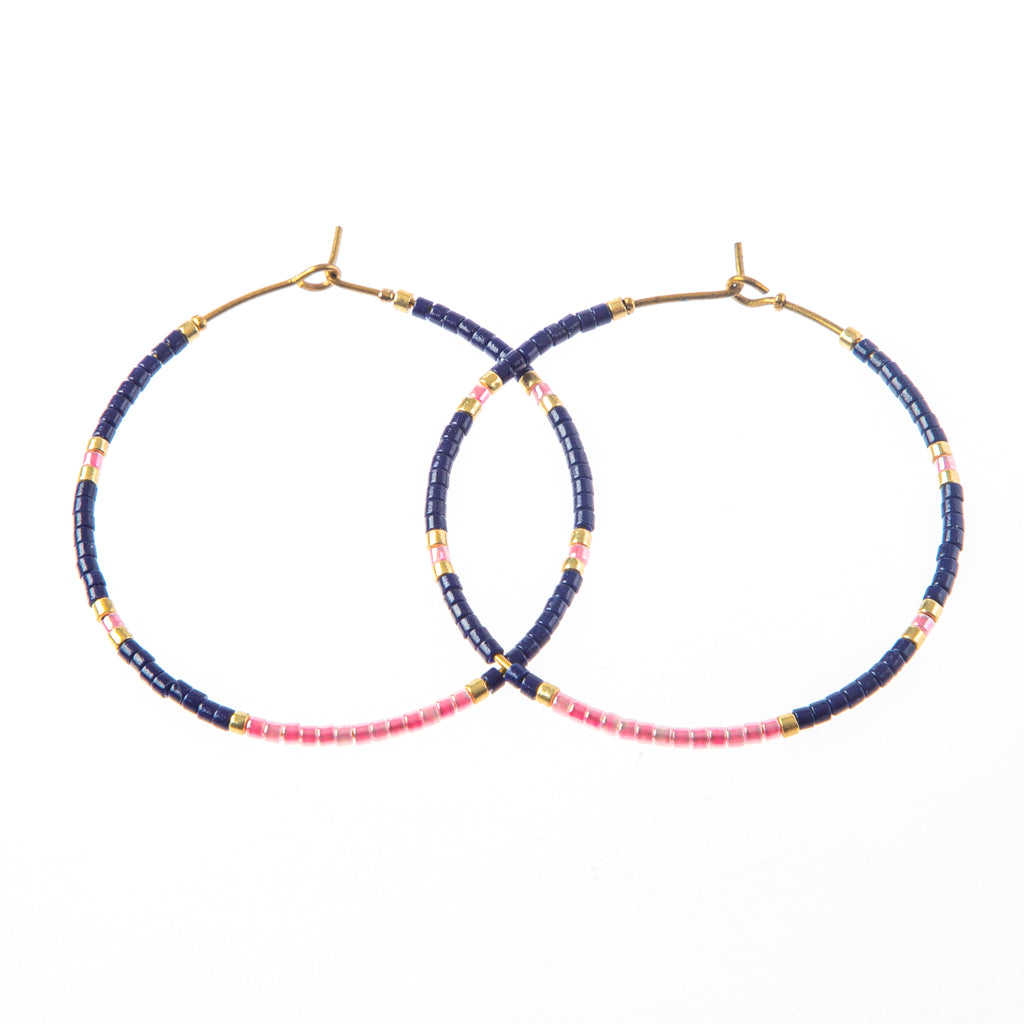 Caryn Lawn Baja Hoop Earring - Navy/Pink