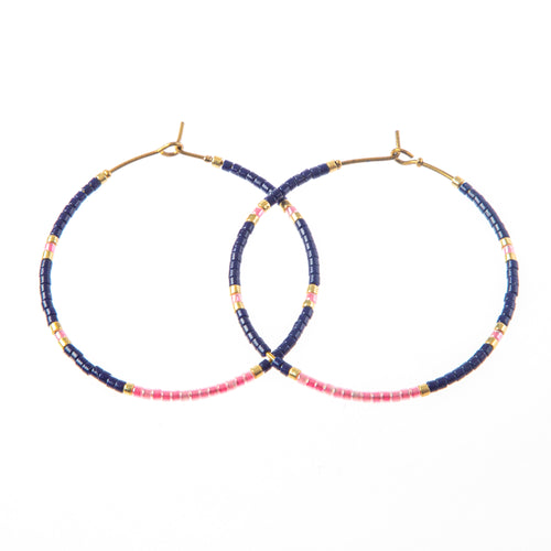 Caryn Lawn Baja Hoop Earring - Navy/Pink