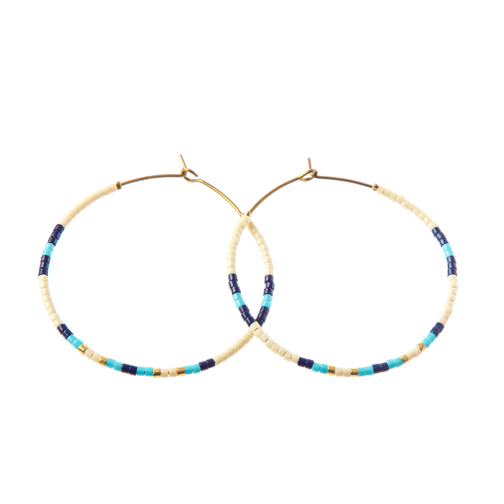 Caryn Lawn Baja Hoop Earring - Cream/Navy/light blue