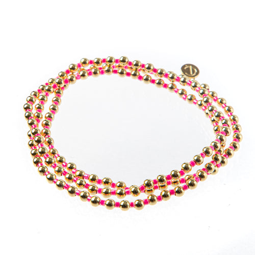 Bali Gold bead set of 3 - Pink