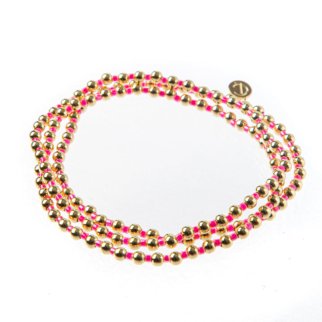 Caryn Lawn Bali Gold bead set of 3 - Pink