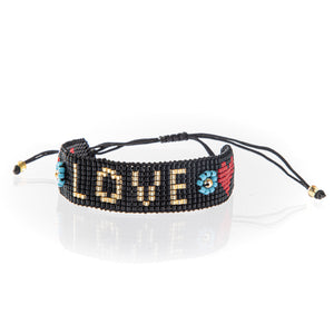 LOVE (Black) Seed Bead Friendship Bracelet