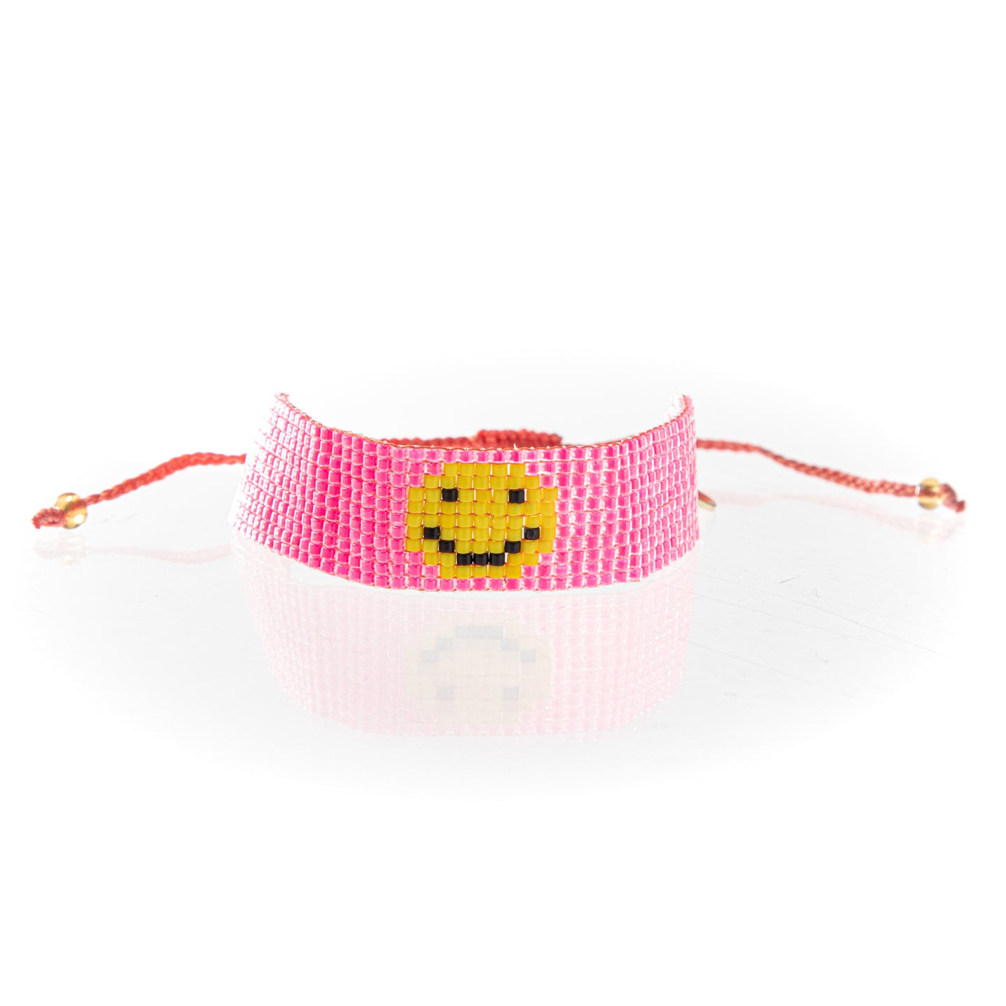 Caryn Lawn Seed Bead Friendship Bracelet Smiley Face