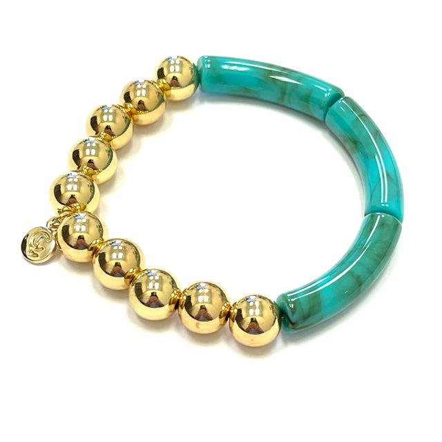 Palm Beach Gold Ball Turquoise Marble