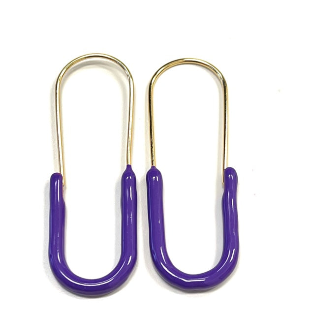 Paperclip Enamel Earring Purple