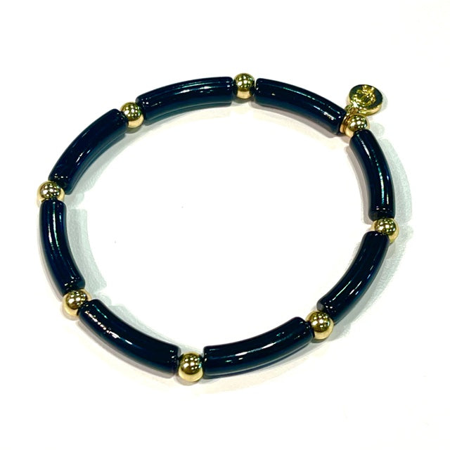 Caryn Lawn Skinny Mini Ball Enamel Bracelet Black