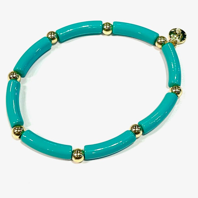 Skinny Mini Ball Enamel Bracelet Turquoise