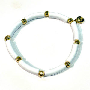 Skinny Tube Gold Ball Bracelet White