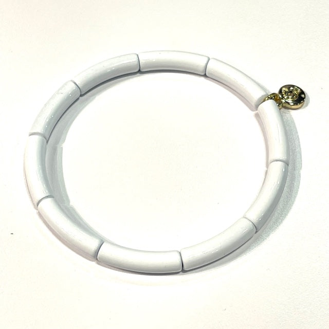 Caryn Lawn Skinny Mini Enamel Bracelet White