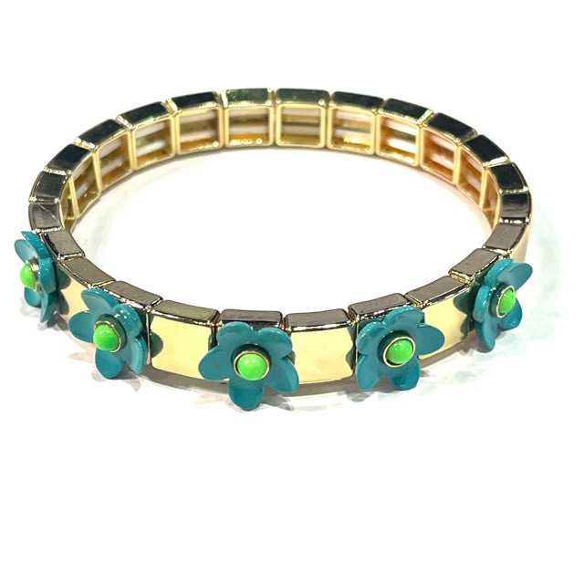Caryn Lawn Flower Tile Bracelet Turquoise