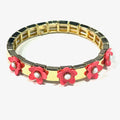 Caryn Lawn Flower Tile Bracelet Coral