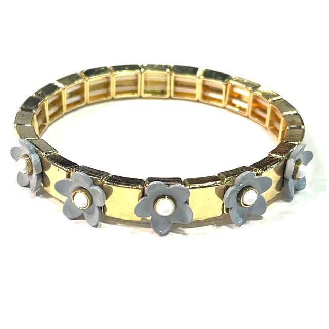 Caryn Lawn Flower Tile Bracelet Slate