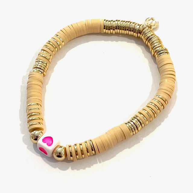 Caryn Lawn Seaside Thick Neutral Heart Bracelet