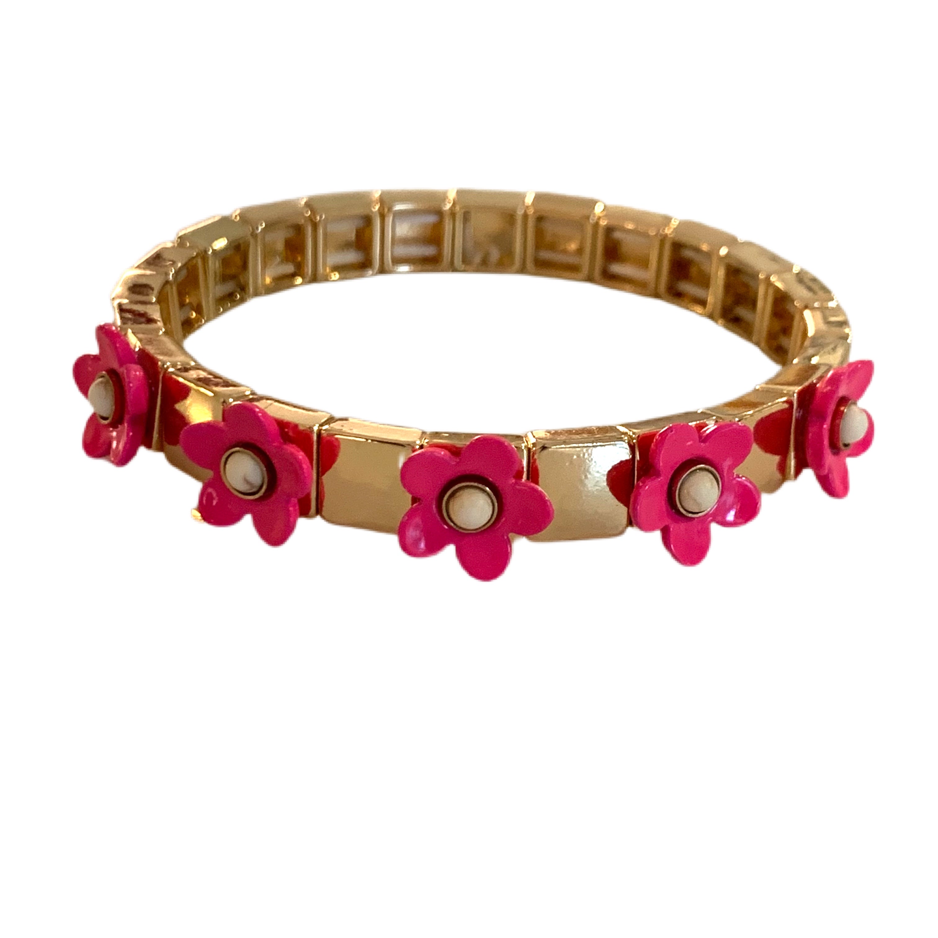 Caryn Lawn Flower Tile Bracelet - Hot Pink