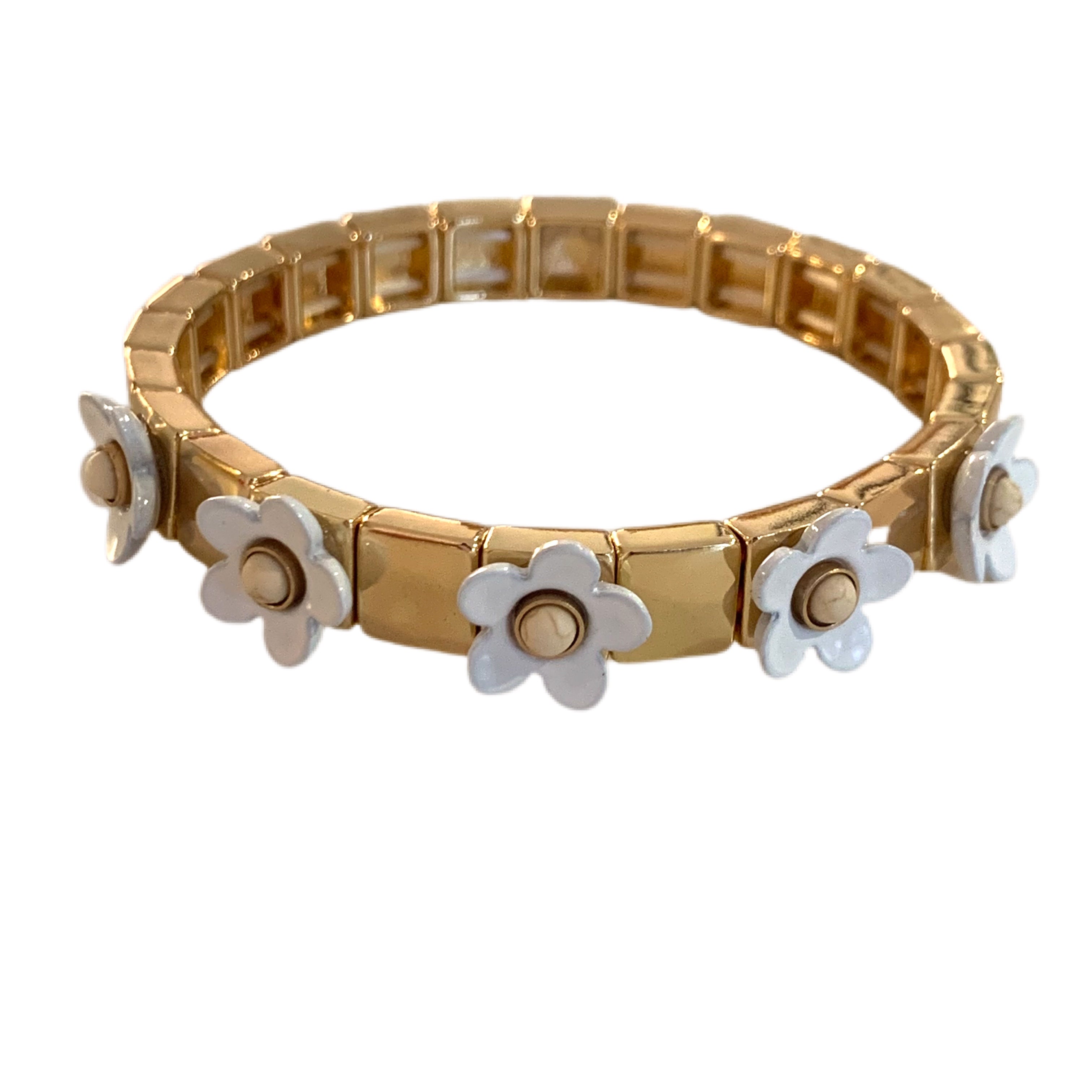 Caryn Lawn Flower Tile Bracelet - White