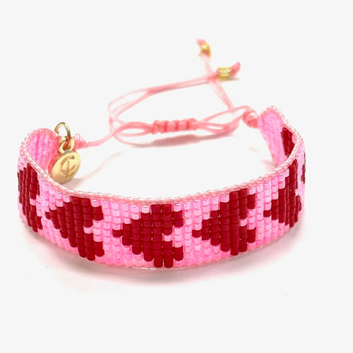 Friendship Bracelet Pink/Red Hearts