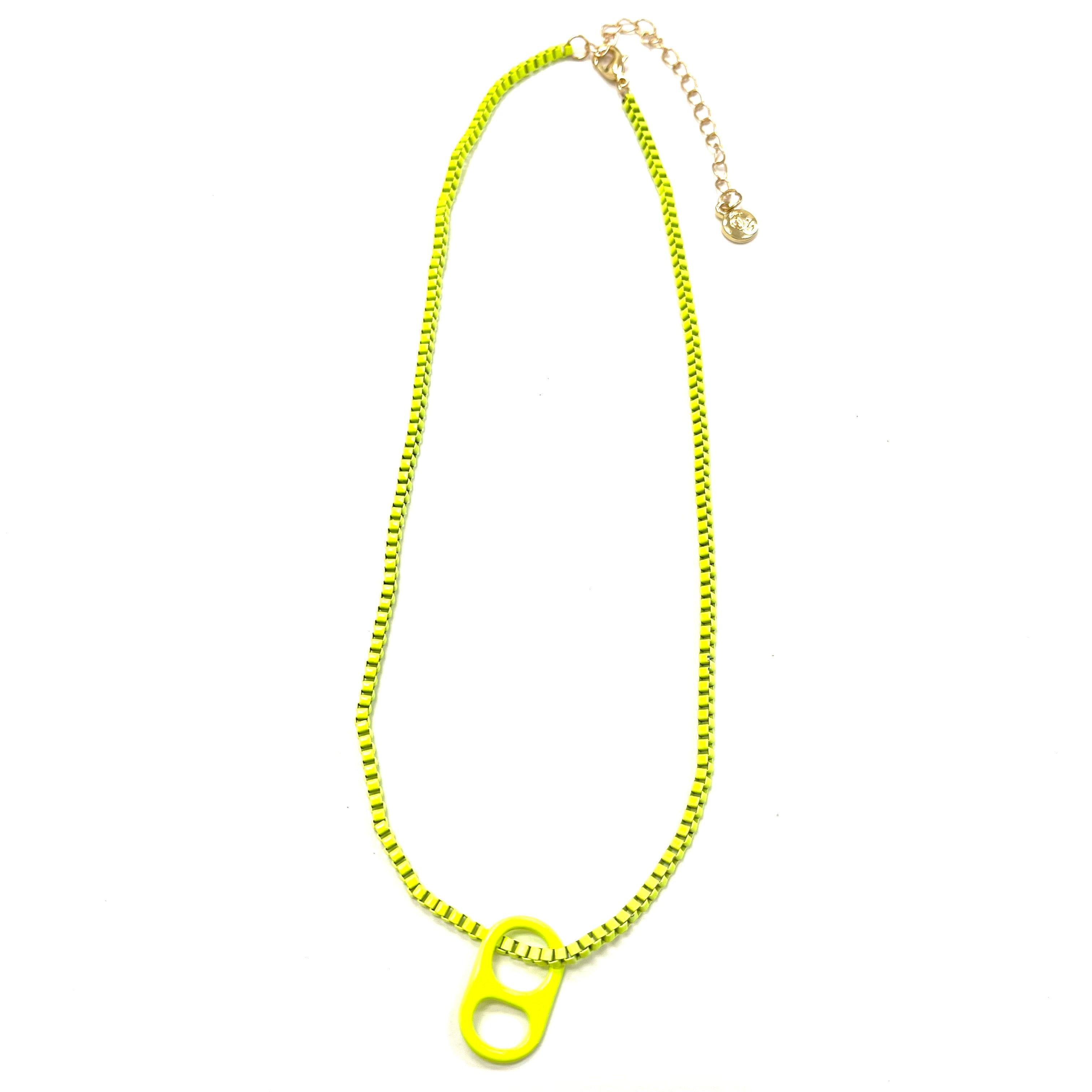Caryn Lawn Enamel Tab Necklace Neon