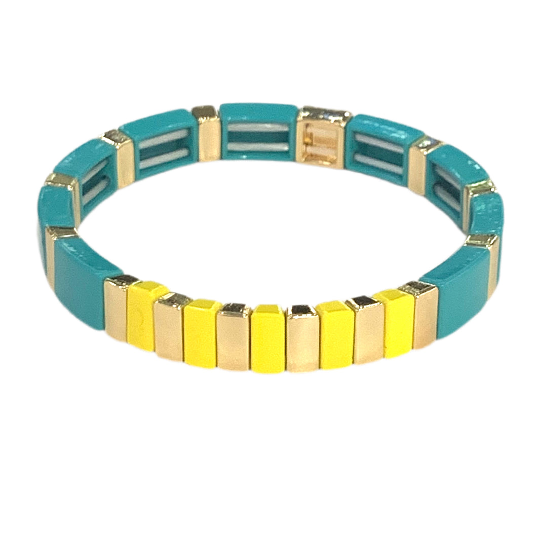 High Tide Tile Bracelet-Turquoise/Yellow