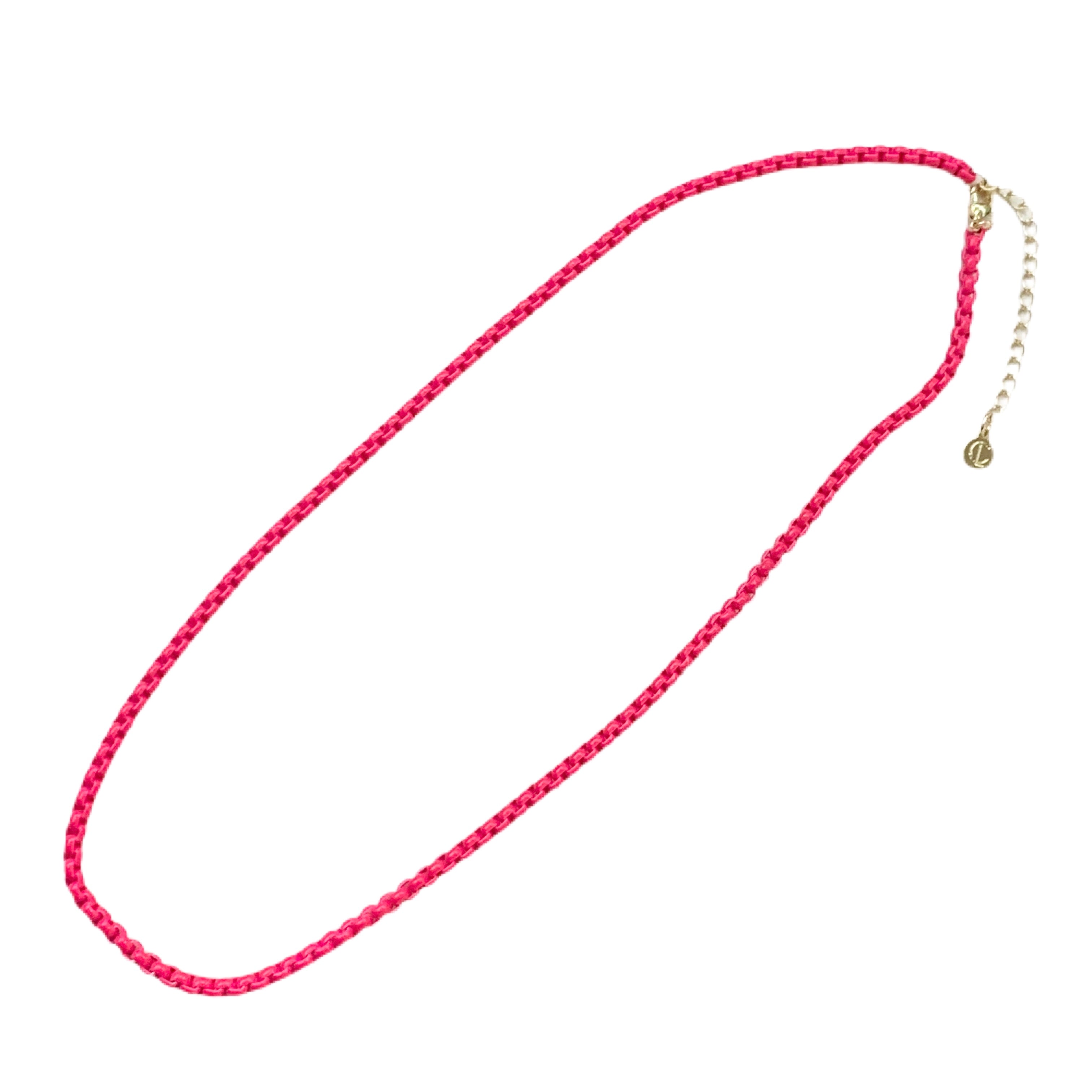 Caryn Lawn Enamel Chain Necklace - Hot Pink