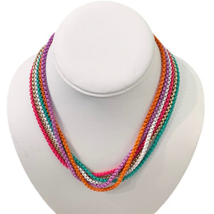 Caryn Lawn Enamel Chain Necklace - Hot Pink