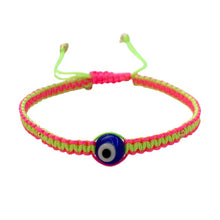 Load image into Gallery viewer, Caryn Lawn Surfside Evil Eye Bracelet- Neon Pink/Yellow