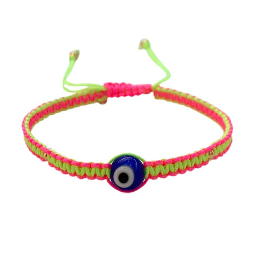 Surfside Evil Eye Bracelet- Neon Pink/Yellow