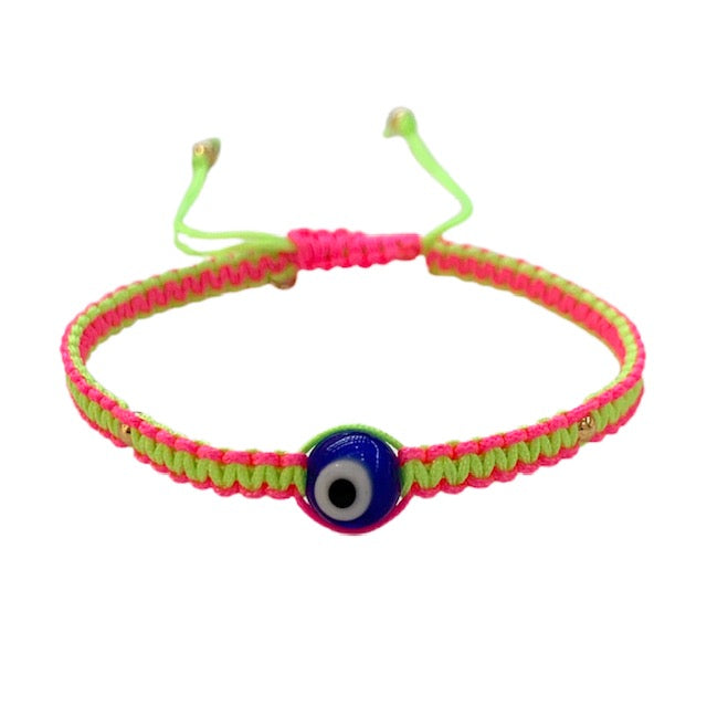 Caryn Lawn Surfside Evil Eye Bracelet- Neon Pink/Yellow