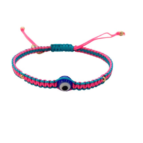 Surfside Evil Eye Bracelet- Neon Pink/Blue