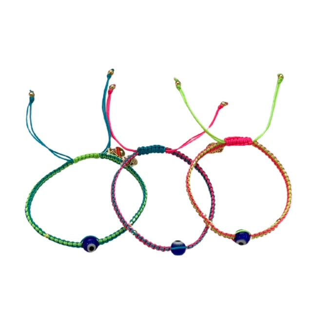 Caryn Lawn Surfside Evil Eye Bracelet- Neon Pink/Blue