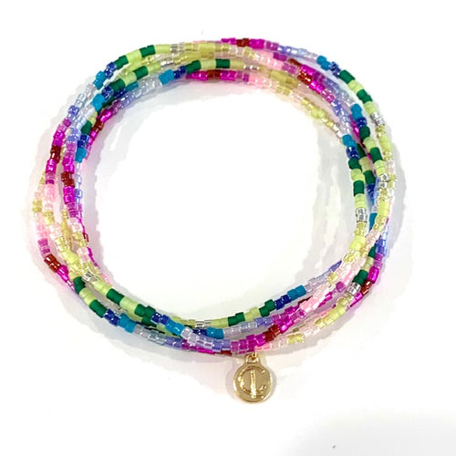 Seed Bead Bracelet Set- Spring Purple
