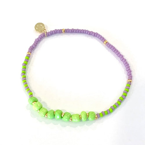 Surfside Beaded Bracelet- Lavender/Lime
