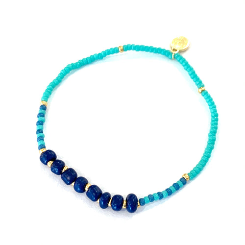 Surfside Beaded Bracelet- Navy/Turquoise