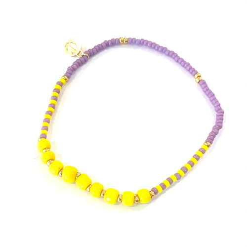 Surfside Beaded Bracelet- Lavender/Yellow