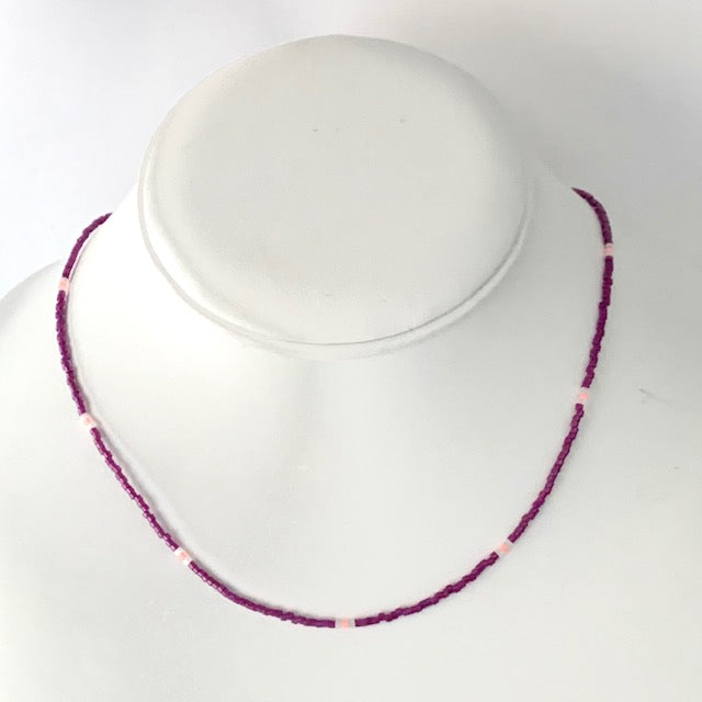 Caryn Lawn Seed Bead Necklace- Merlot