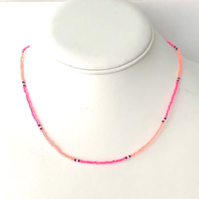 Caryn Lawn Seed Bead Necklace-Peachy Pink