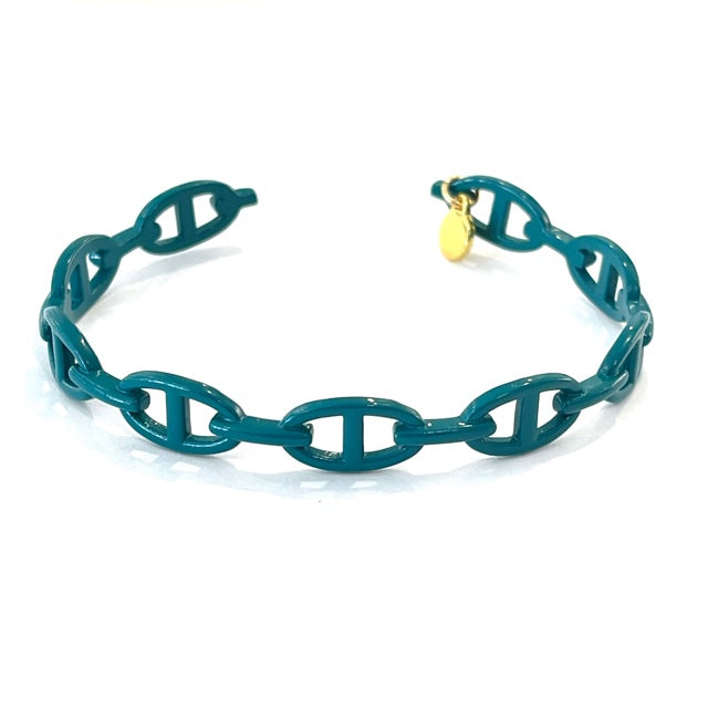 Caryn Lawn Enamel Link Cuff Teal